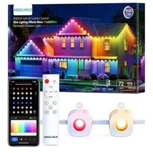 AngelHalo Permanent Outdoor Lights, 100ft Smart Outdoor Lights with 72 LEDs